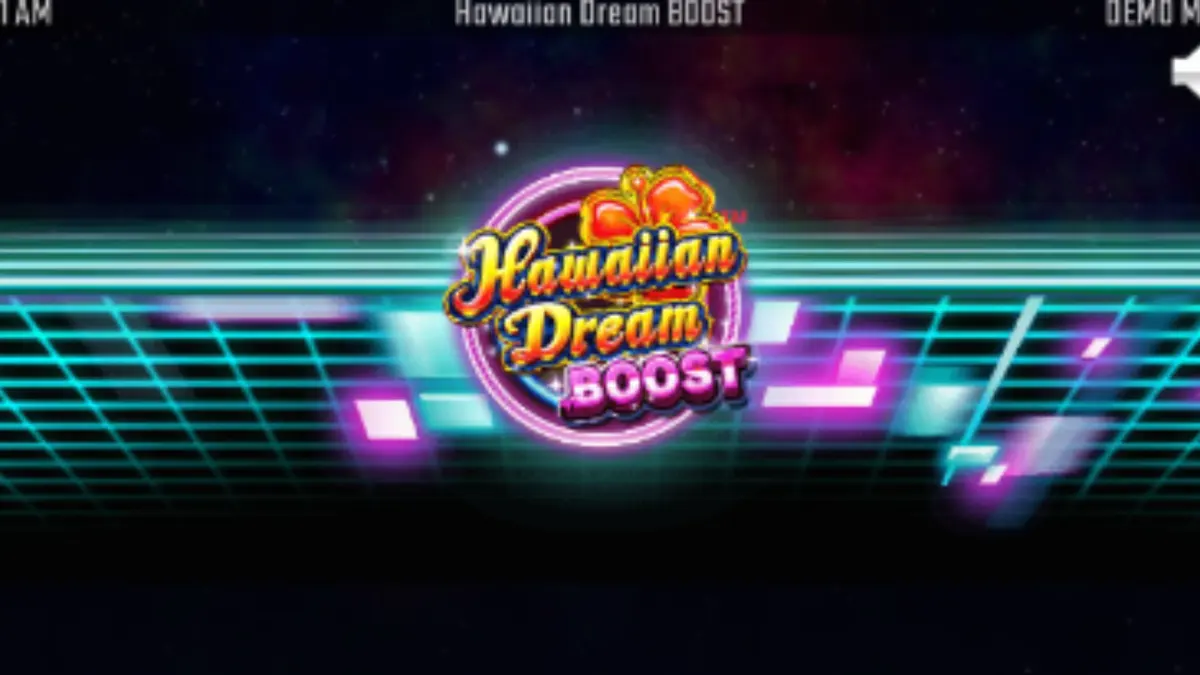 Hawaiian Dream Boost স্লট গেমের রঙিন এবং ফিউচারিস্টিক ইন্টারফেস